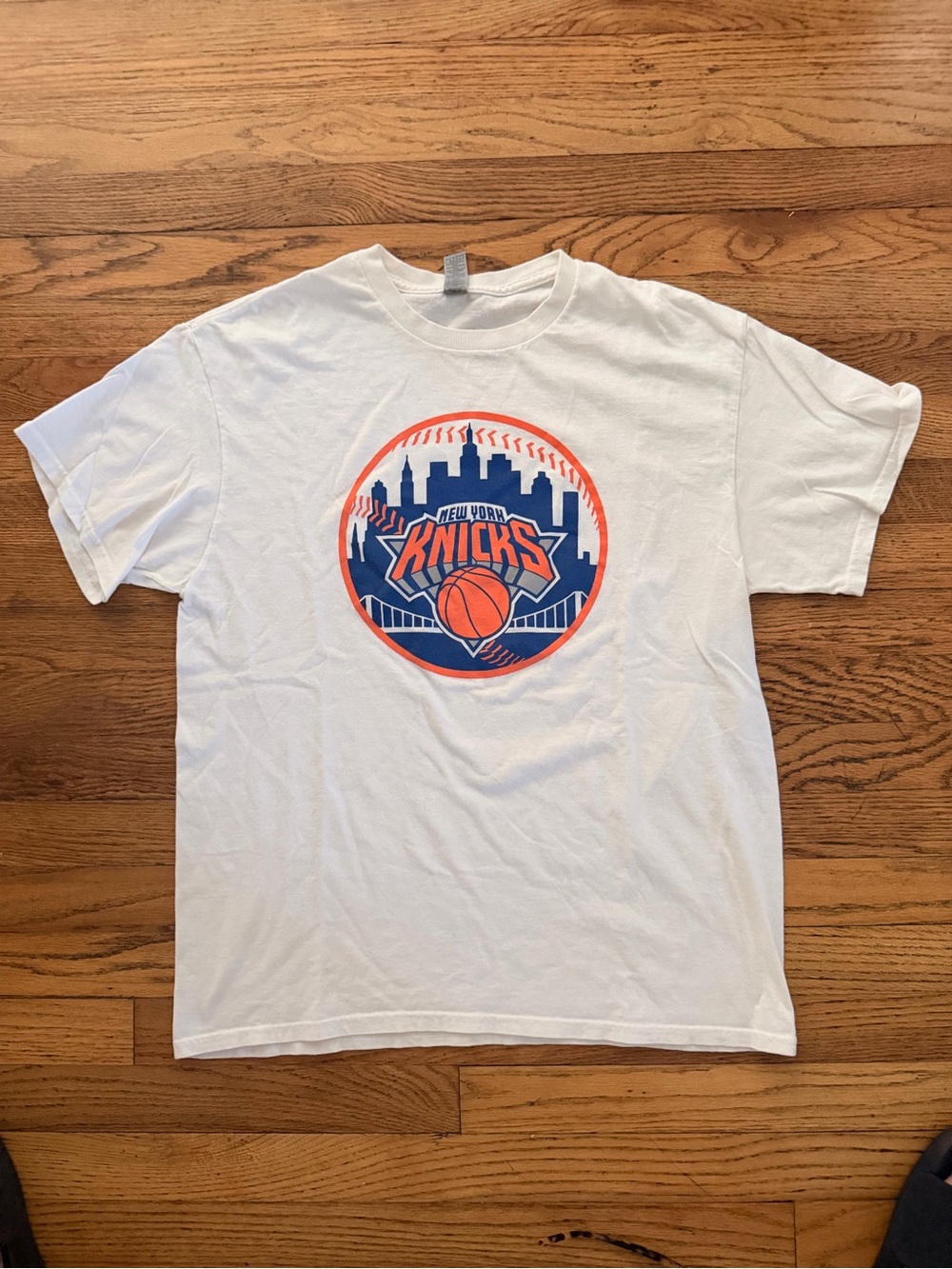 Gildan White T-Shirt with Orange Graphic